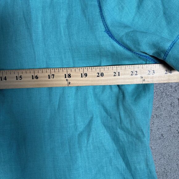 Earth Song Skirt Set Womens Size 12 Teal Linen Blend Gauze Boho Hippie Lagenlook - Picture 9 of 16